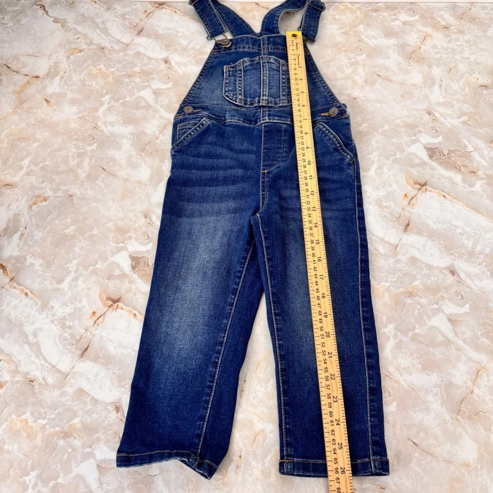 Wonder Nation Denim Overalls Kids 3T Dark Wash Sleeveless Classic Bib Jeans